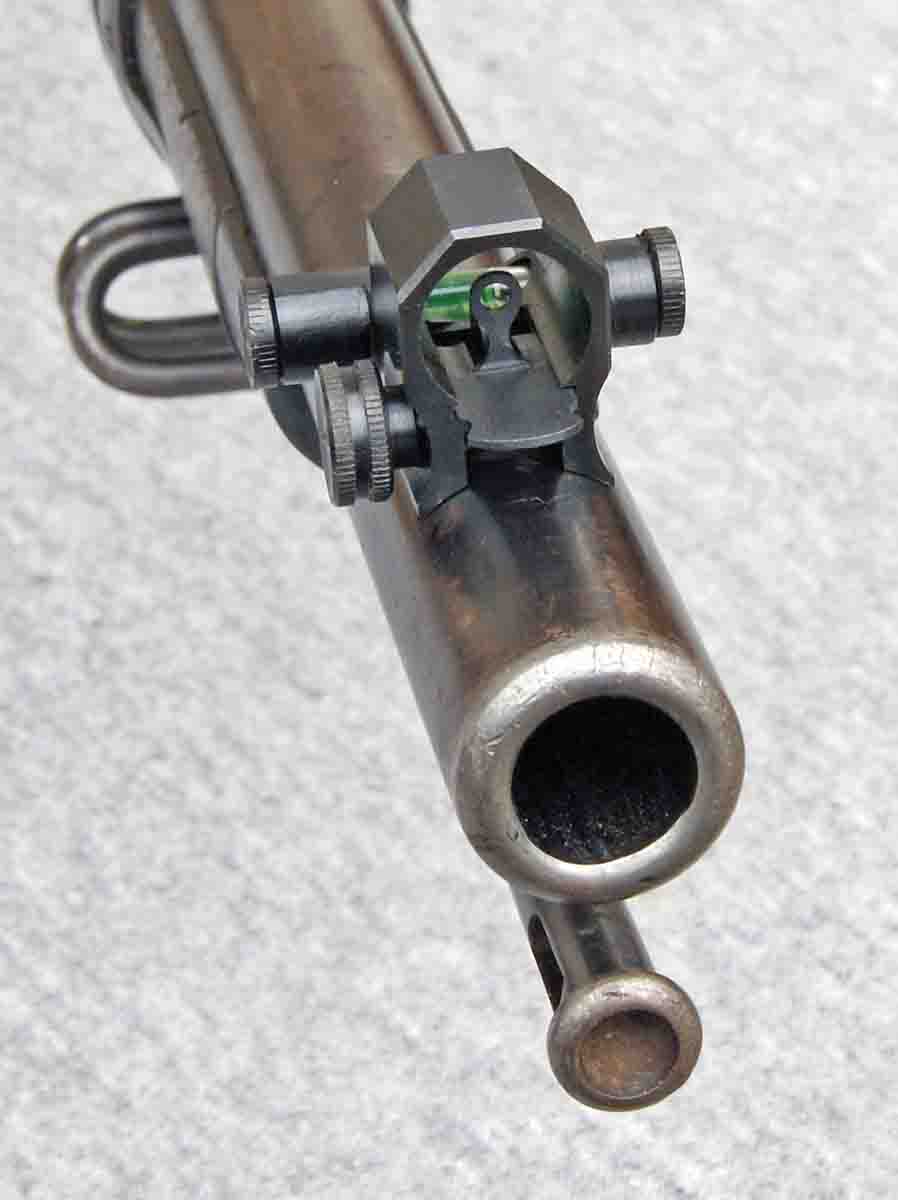 The Marksman Front Sight mounted on a Springfield Trapdoor rifle.